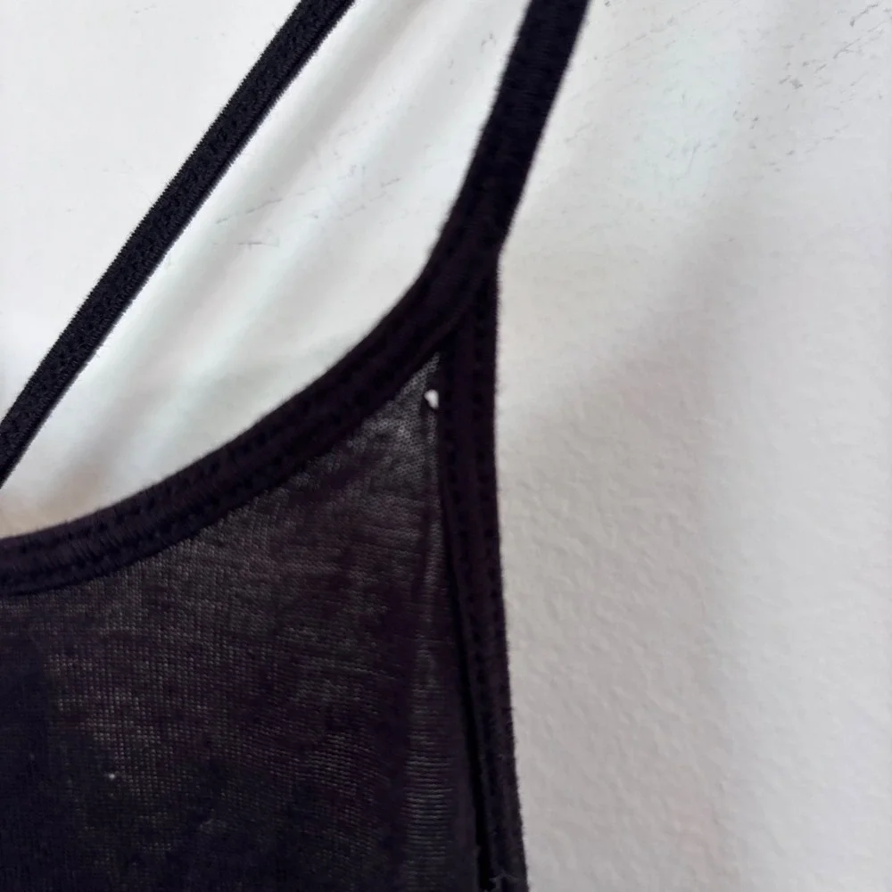 Vintage Free People Y2K Black Bow Rhinestone‎ Swing Tank Size Small